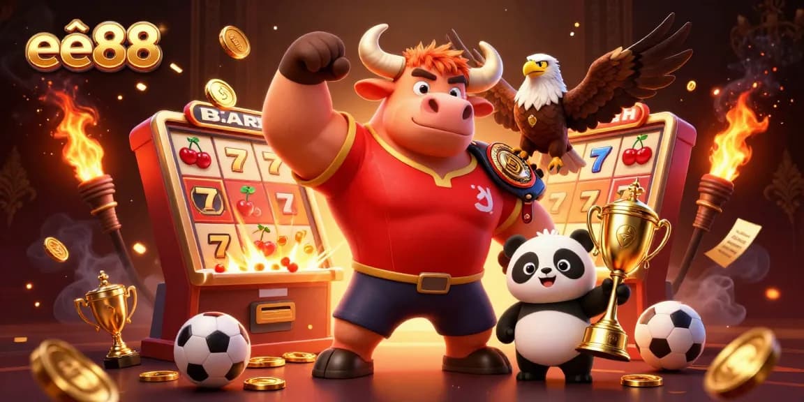 Experience thrilling gameplay at eê88 with vibrant slot machines and engaging casino characters.