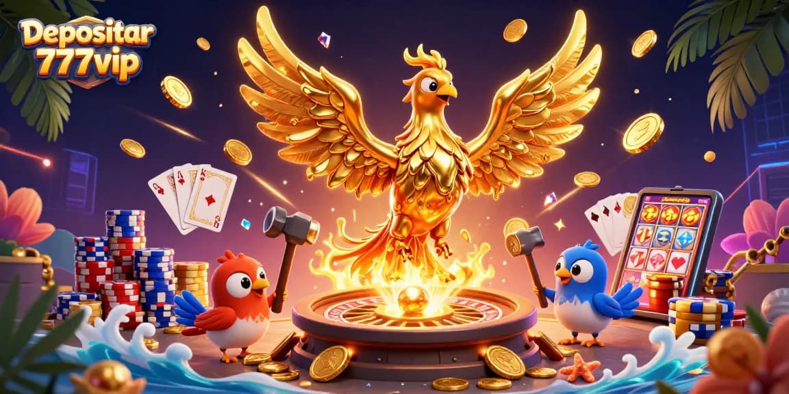 Experience seamless Depositar 777vip transactions with golden phoenix and dynamic casino elements.