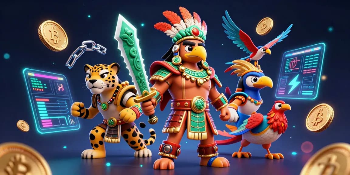 Engage with 888New's colorful gaming universe with Aztec warriors and crypto elements in action.