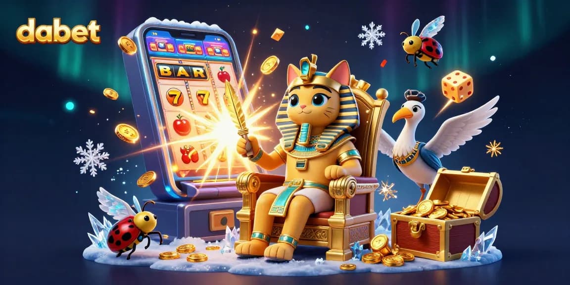 Dabet offers thrilling online slots with a vibrant jackpot illustration featuring rich graphics and engaging gameplay elements.