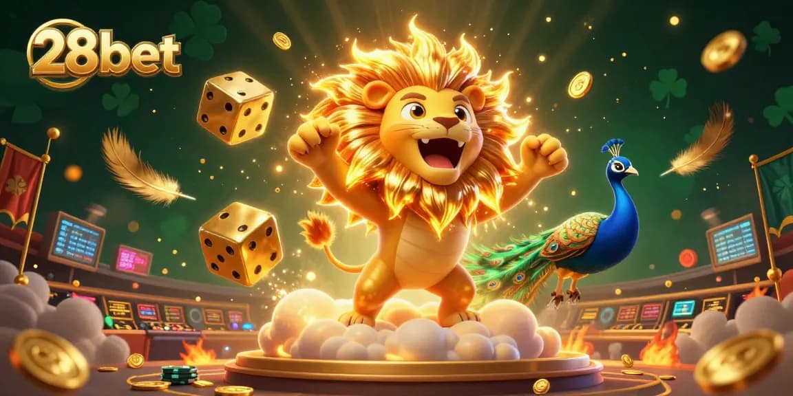 Engage with 28bet’s thrilling sports betting action in a vibrant 3D casino scene.