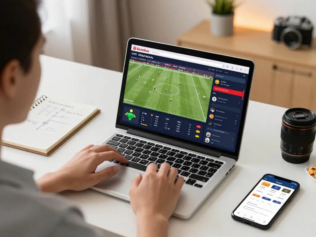 Socolive offers live betting options as a user engages with an online sports betting interface in their home.