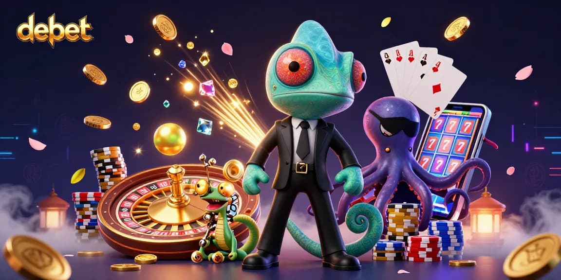Engage with debet's thrilling casino experience featuring vibrant characters and dynamic elements.