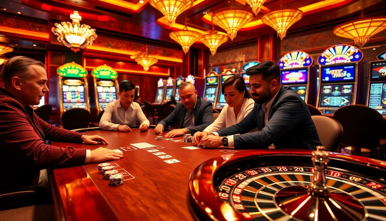 Engaging in a thrilling poker game in a luxurious casino setting featuring the gg88 apk interface.