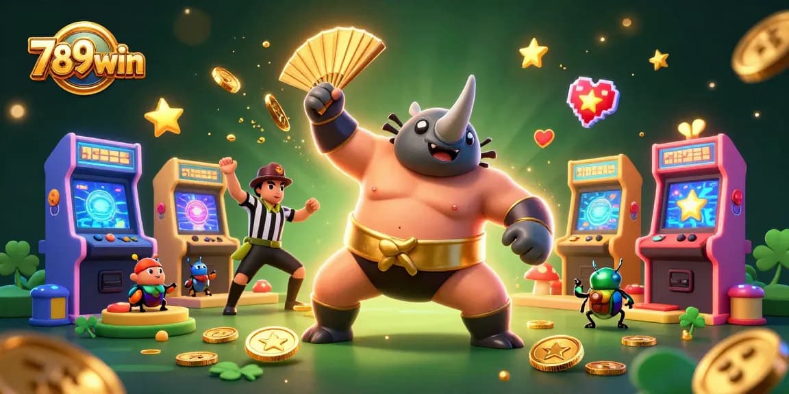 Experience thrilling gameplay at 789win with energetic characters amidst vibrant casino elements.