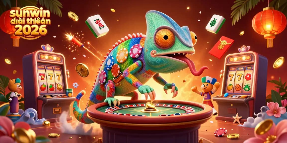 Experience the vibrant world of sunwin đổi thưởng 2026 with an engaging 3D casino illustration showcasing thrilling gaming elements.