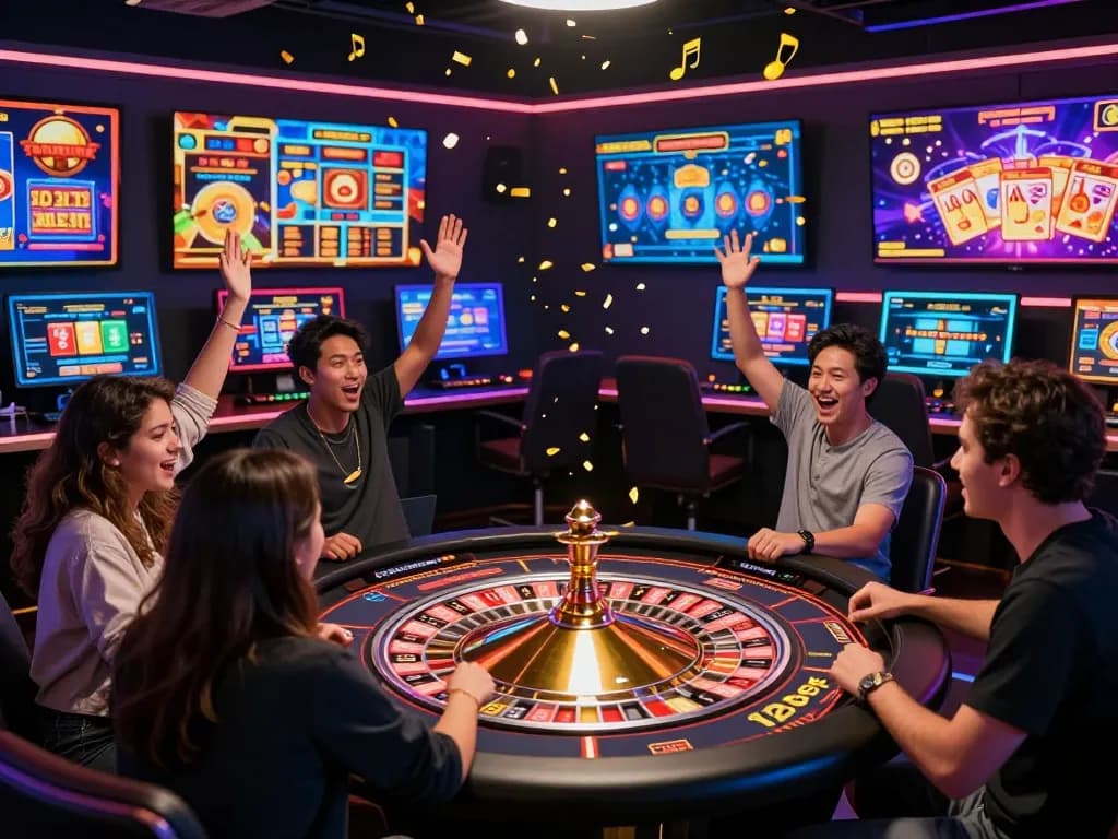 Players engaging at 12bet's vibrant online casino, showcasing excitement and diverse gaming options.
