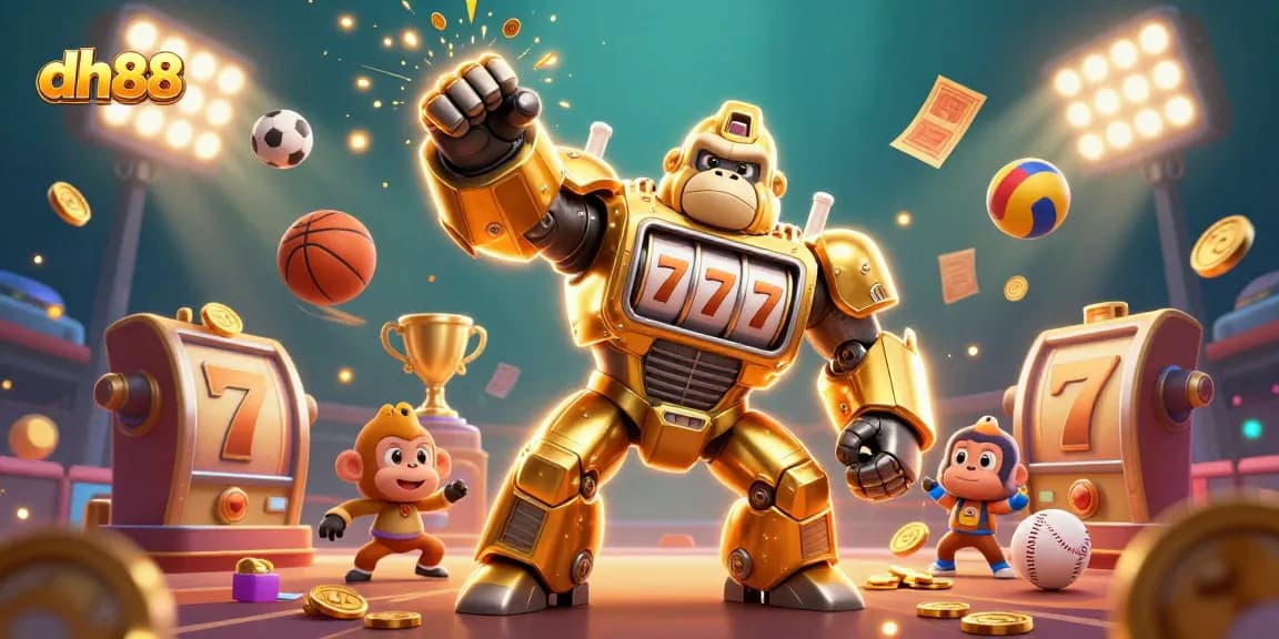 Engage in thrilling slots and sports excitement with dh88's dynamic gaming illustration.