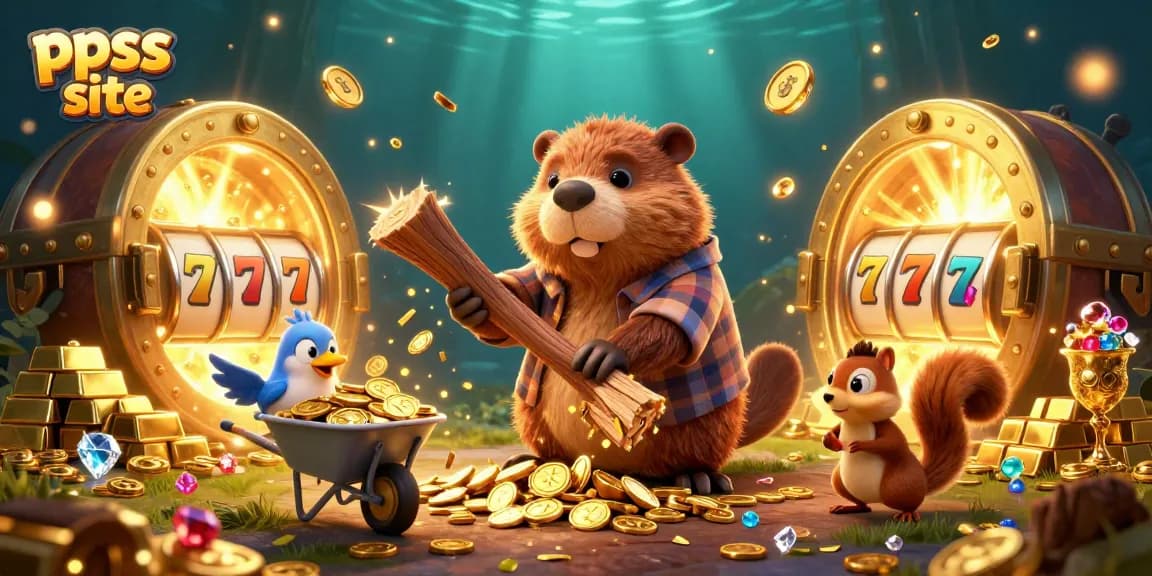 Experience the excitement of the ppss site with vibrant casino-themed characters amidst gold and slot reels.