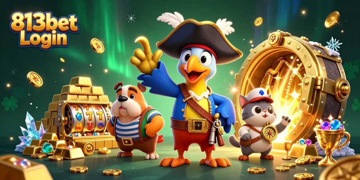 Aposte no 813bet Login e descubra tesouros em uma cena de cassino animada com personagens de aventura.