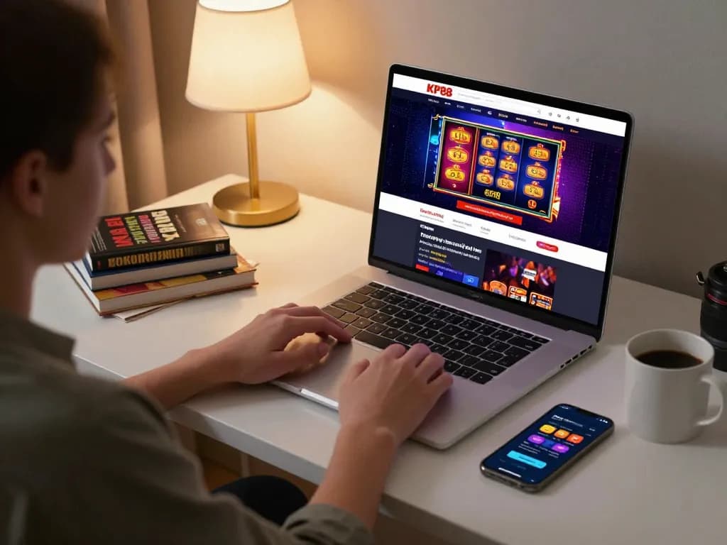 Engaging with online gambling on Trang chủ KP88 from a cozy home office.