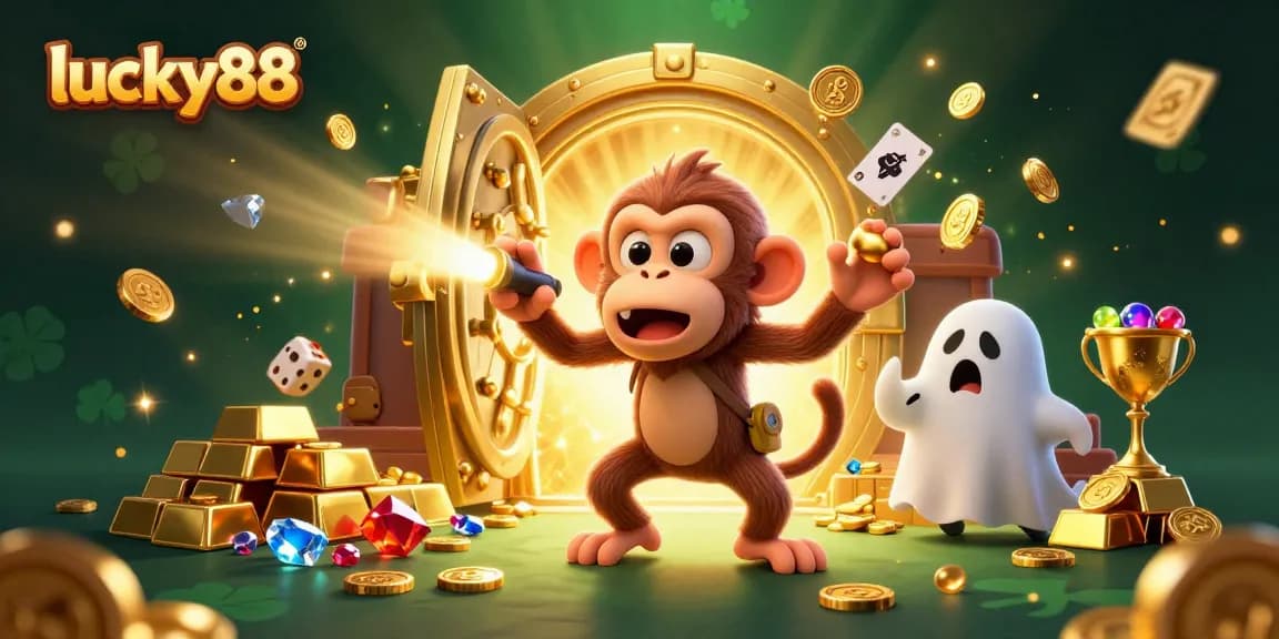 Engage in lucky88 casino adventures featuring a mischievous poltergeist monkey and curious ghost-hunter puppy.