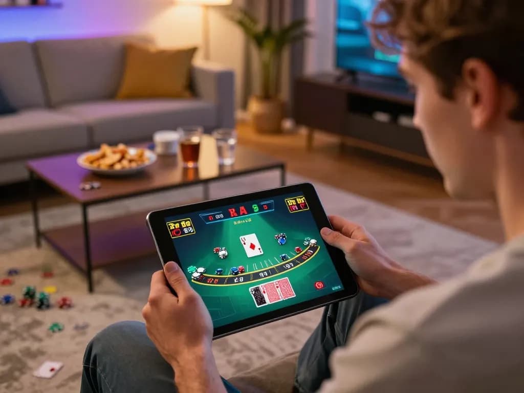 Experience thrilling online blackjack at 789betss with an engaging home gaming setup.