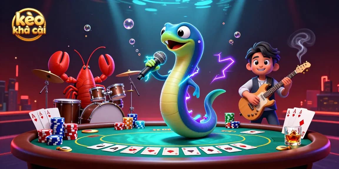 Engage with the exciting kèo nhà cái through this vibrant underwater casino illustration showcasing lively characters.