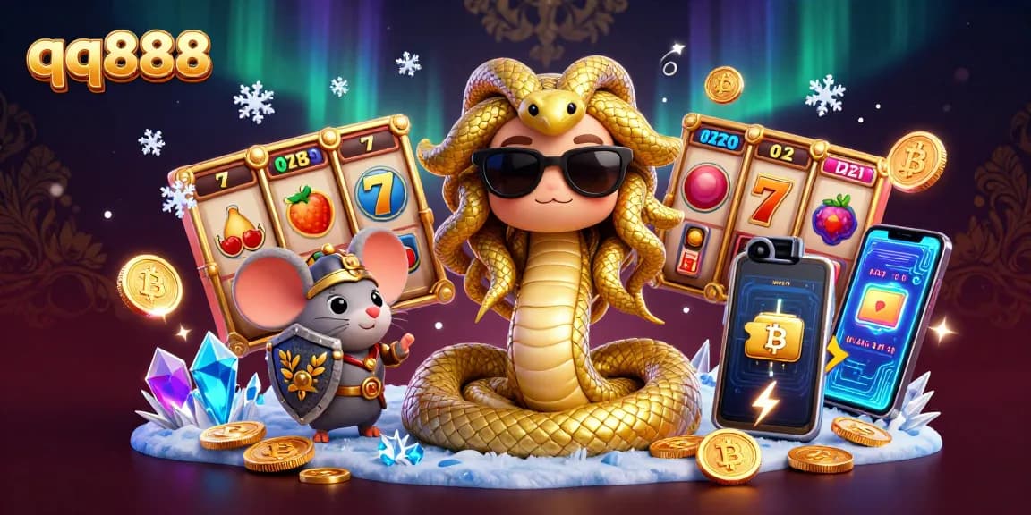 Gire os rolos no qq888 com a vibrante Medusa e seu rato guerreiro em uma envolvente cena de cassino 3D.