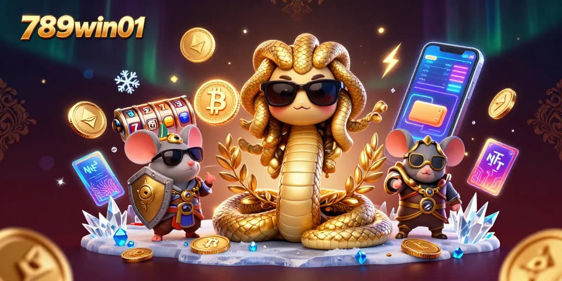 Immerse in the excitement of 789win01, featuring a lively Medusa and warrior mouse with casino elements.