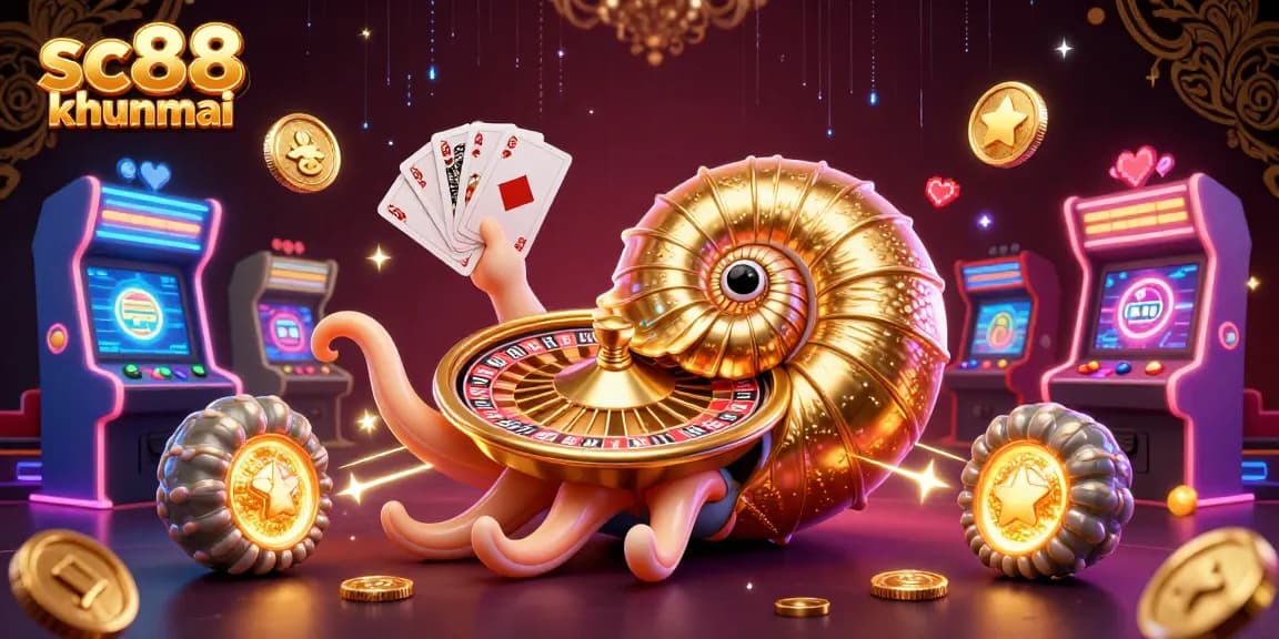 Engage in gaming with sc88 khuyenmai featuring a unique 3D casino scene of a giant nautilus roulette wheel.