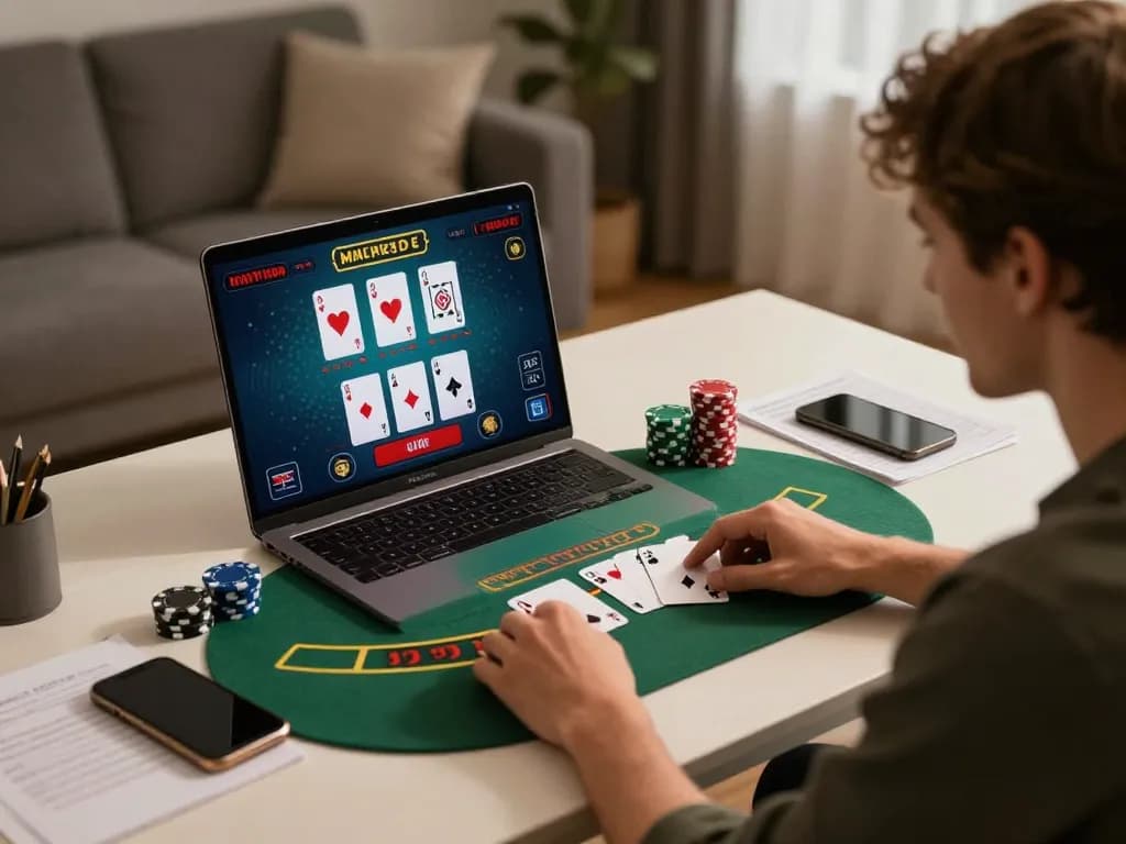 Engaging live blackjack gameplay on king333 with vibrant cards and chips at home