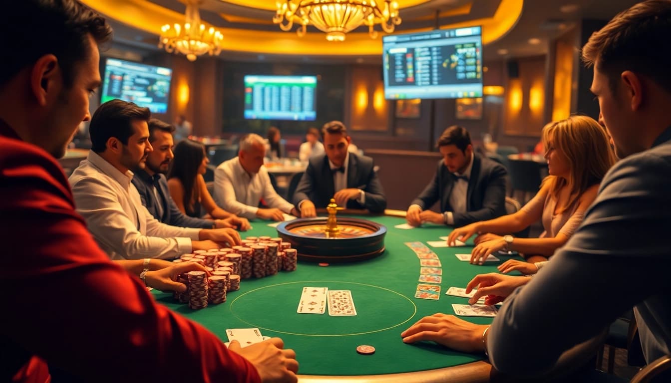 Experience the thrill of rikbet at a luxurious poker table with vibrant chips and cards.