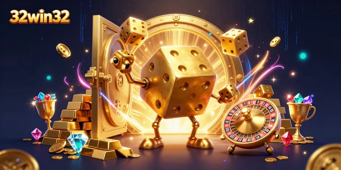 Win big with the stunning 32win32 gaming scene, showcasing golden elements and exciting gambling action!