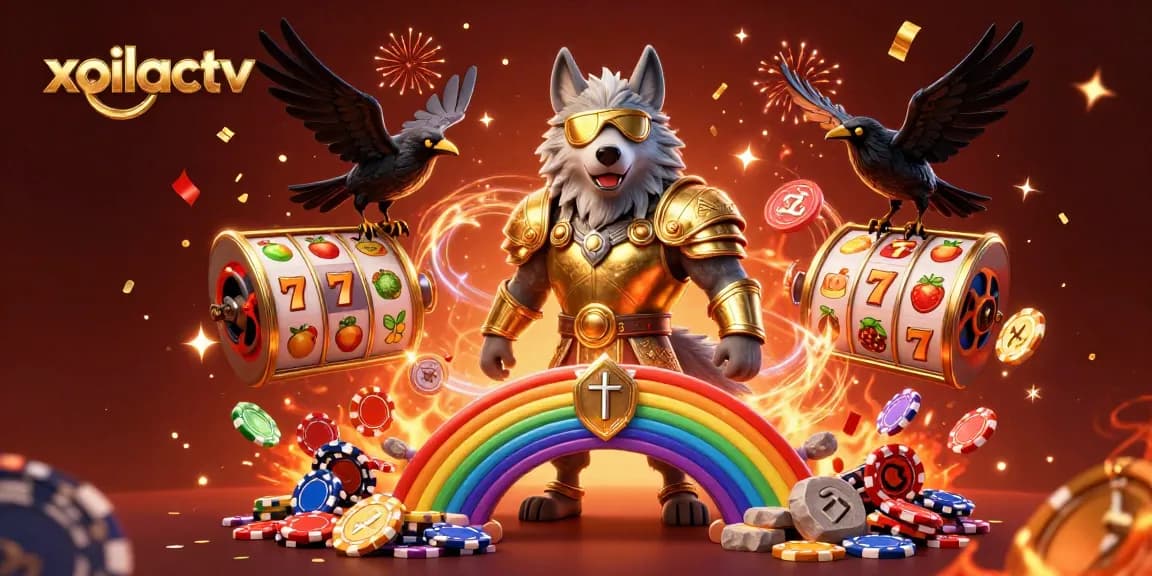 Engage with xoilactv's vibrant casino scene featuring Odin and Ravens amidst dynamic slot gaming elements.