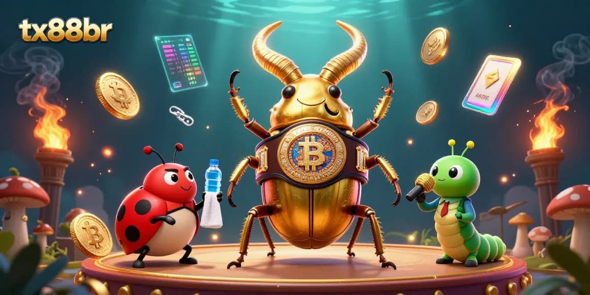 Bet on exciting games at tx88br with a vibrant scene featuring a golden stag beetle and engaging casino elements.