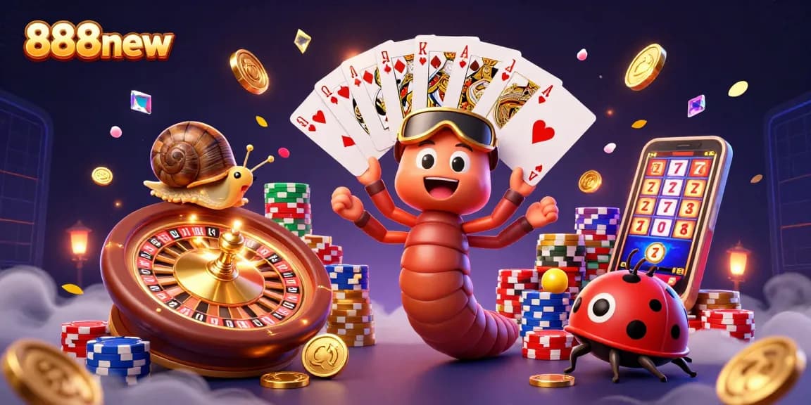 Experience thrilling gaming at 888new with vibrant 3D characters and dynamic casino elements.