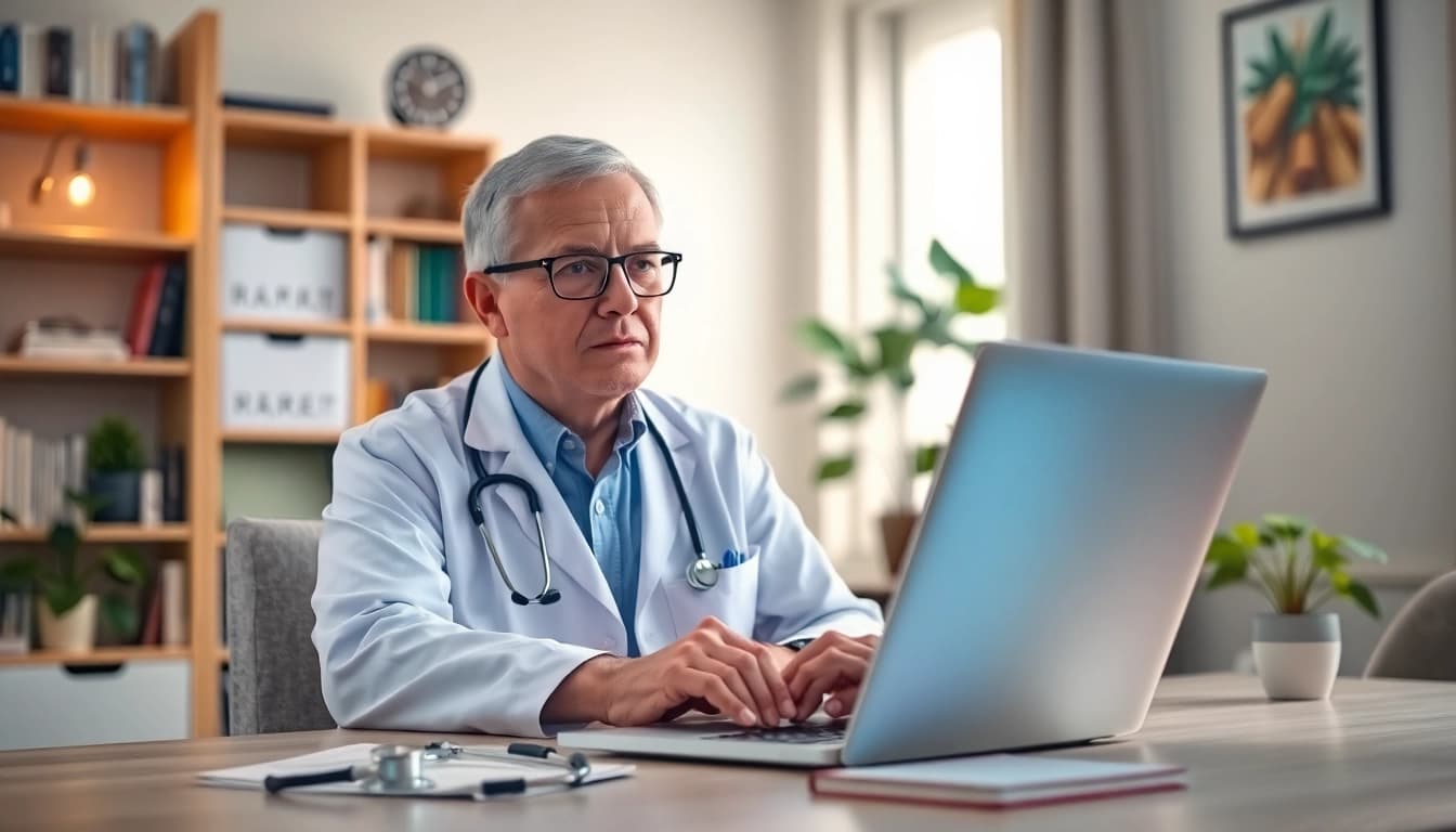 Engaging virtual doctor for minor illnesses consultation in a cozy home office setting.