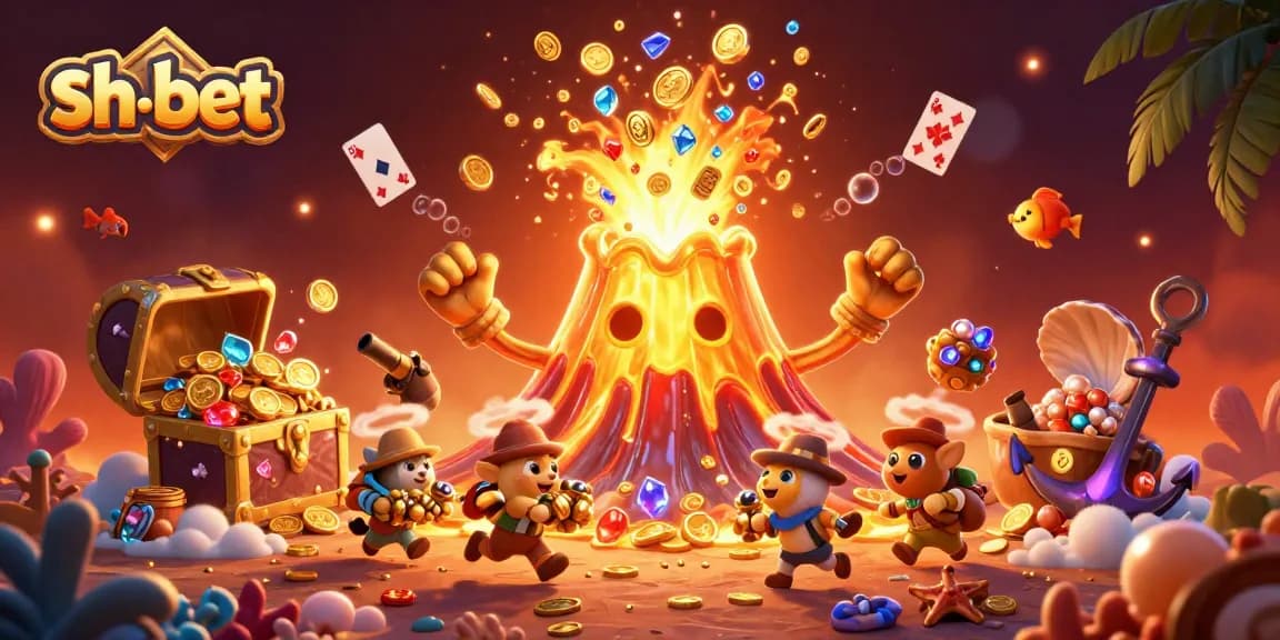 Join the excitement at sh-bet, where a golden volcano unleashes treasures galore for lucky players!