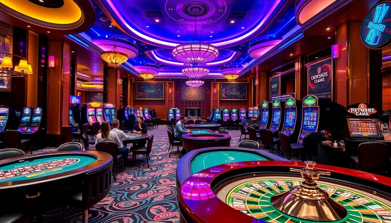 Players enjoying thrilling casino games while tải sunwin for an online gambling experience.