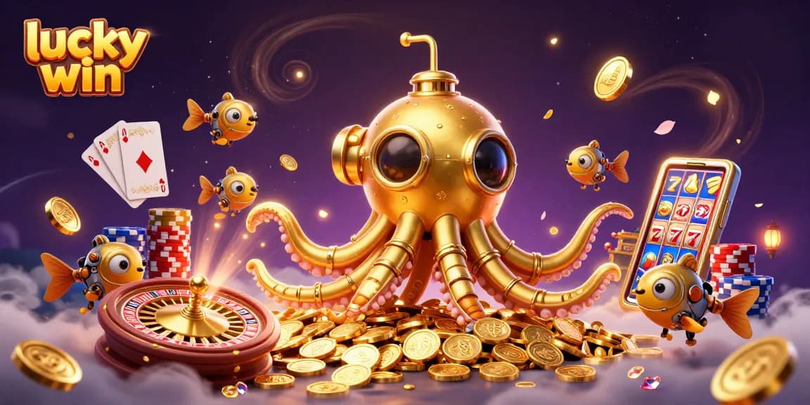 Experience ultimate fun at Lucky Win with a magical underwater scene filled with vibrant slots and casino games.