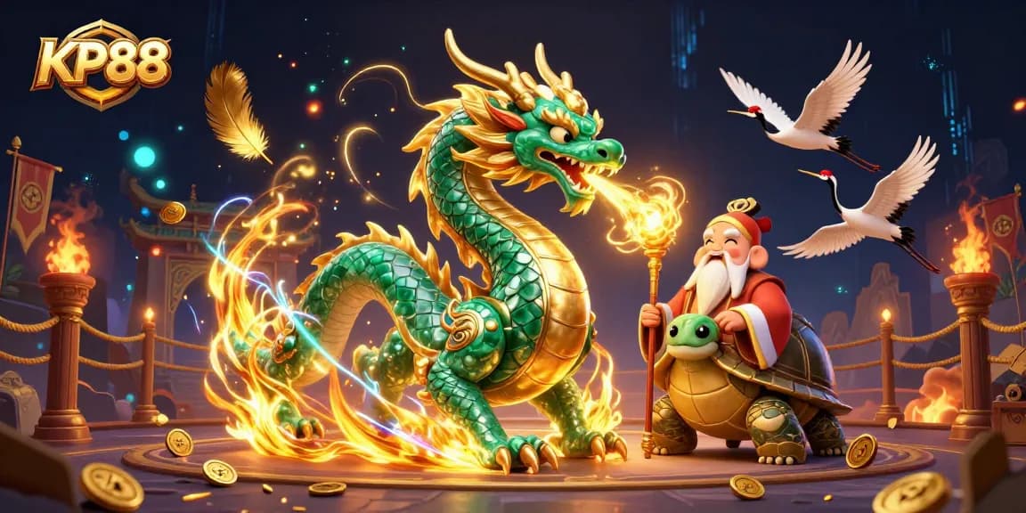 Experience thrilling gameplay with KP88, showcasing a vibrant 3D casino scene filled with dynamic characters and elements.