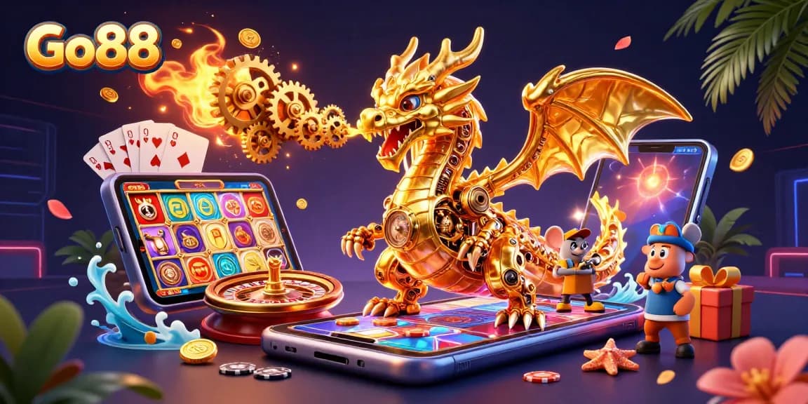 Engage with Go88's vibrant casino world through a 3D dragon and immersive slot game action.