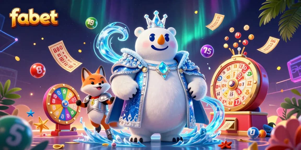 Engage with fabet's thrilling lottery experience in this vibrant 3D casino illustration.