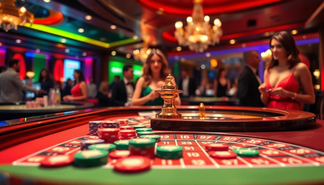 Découvrez un casino fiable en ligne avec une scène de roulette captivante et des joueurs engagés.