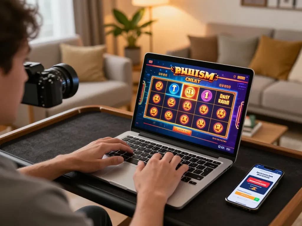 JJNN player engaged in online slot gaming at home, showcasing strategic gameplay and digital excitement.