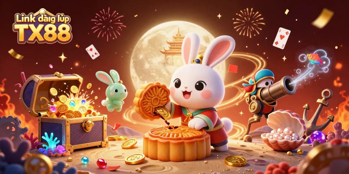 Engage with exciting games through Link đăng nhập TX88, showcasing vibrant casino elements and festive visuals.