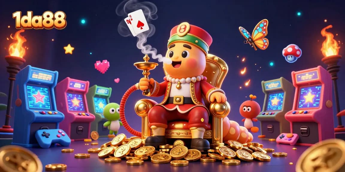 Experience the excitement of 1da88 with a vibrant 3D casino illustration rich in detail.