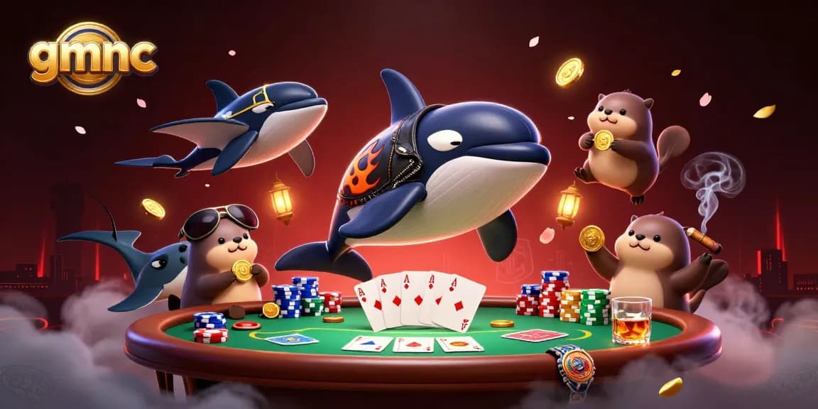 Engage with gmnc's vibrant online casino atmosphere featuring characters in action, surrounded by gaming elements.