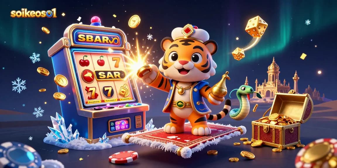 Experience big wins with soikeoso1 in a vibrant 3D casino scene bursting with slot machines and treasure.