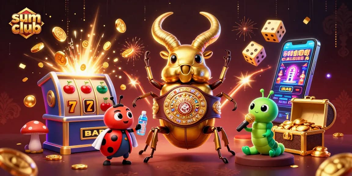 Experience fun at sum club with a lively beetle and ladybug in colorful gambling action.