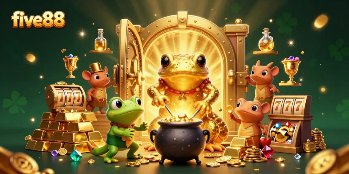 Engage with five88's thrilling gaming experience featuring vibrant characters in a lively casino setting.