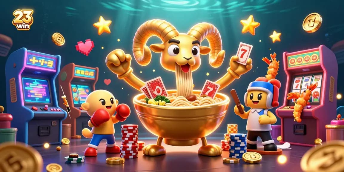 Experience 23win's vibrant casino scene with unique characters and dynamic gaming elements.