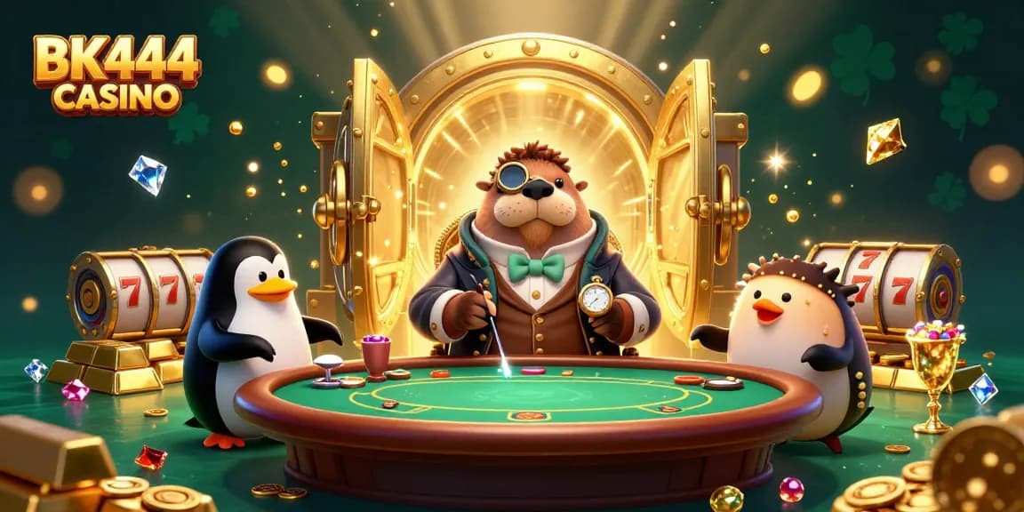 Experience the thrill of BK444 CASINO with dynamic underwater poker action featuring a jolly walrus and friends.
