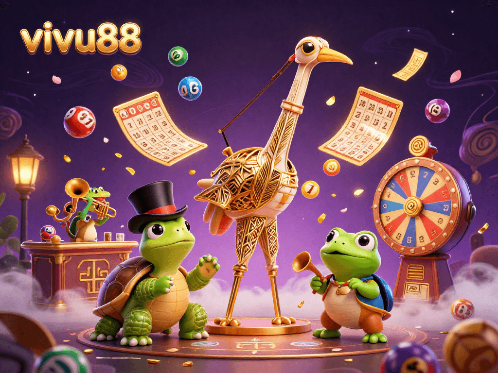 Engage with vivu88 through a vibrant scene featuring dynamic games and characters in a lively casino atmosphere.