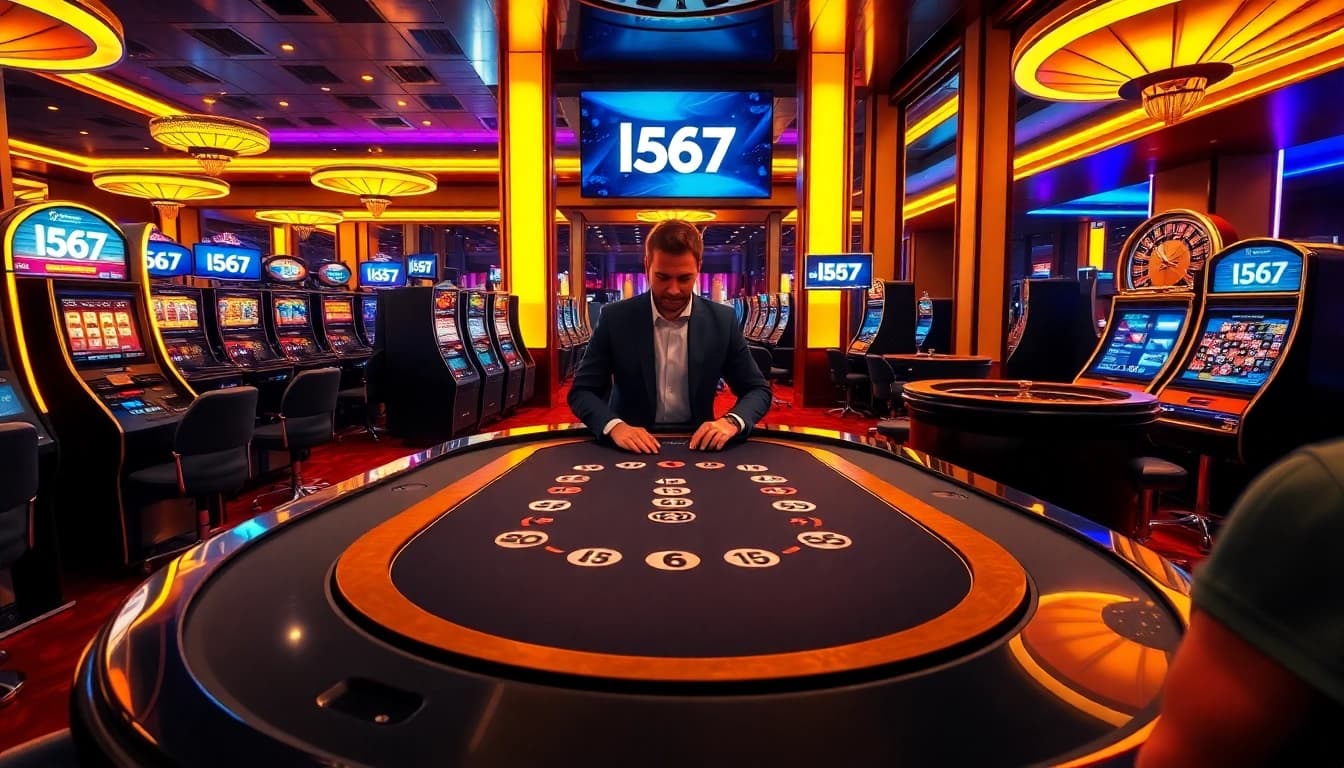 Exciting poker gameplay at l567 casino, showcasing luxury and high-stakes action.