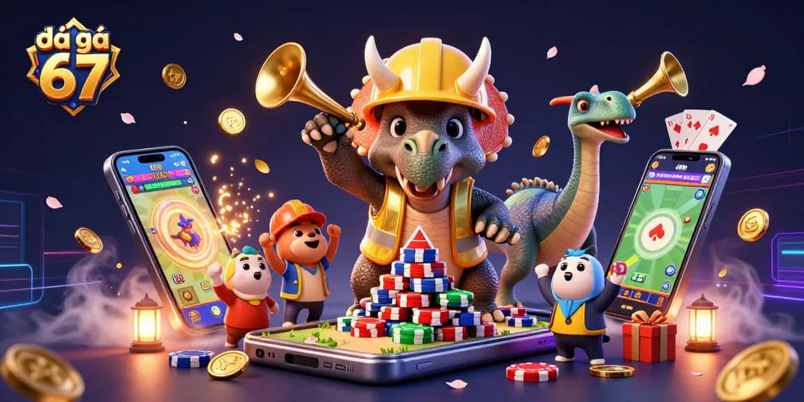 Experience thrilling đá gà 67 action with vibrant characters and engaging game elements in this dynamic 3D illustration.