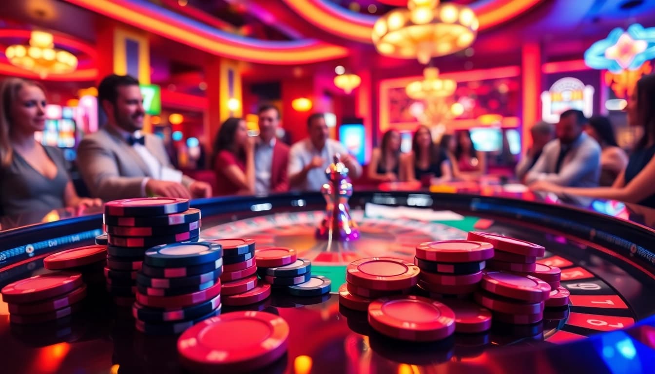 Gagner au casino en ligne argent réel avec une table de roulette et des joueurs engagés.