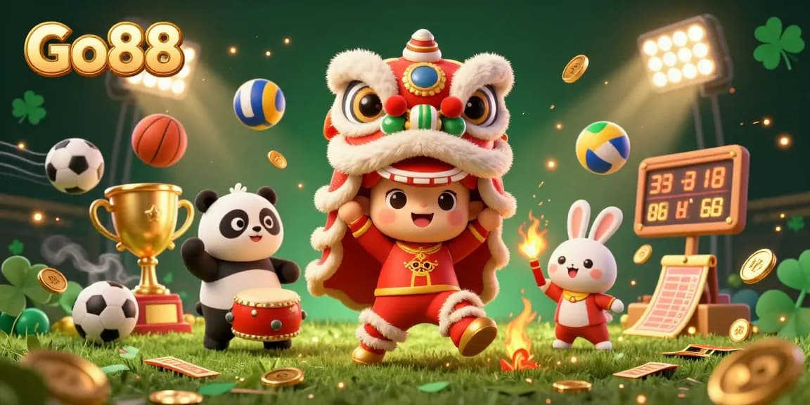 Engage with Go88's vibrant gaming world featuring lively characters and dynamic sports elements for thrilling casino action.