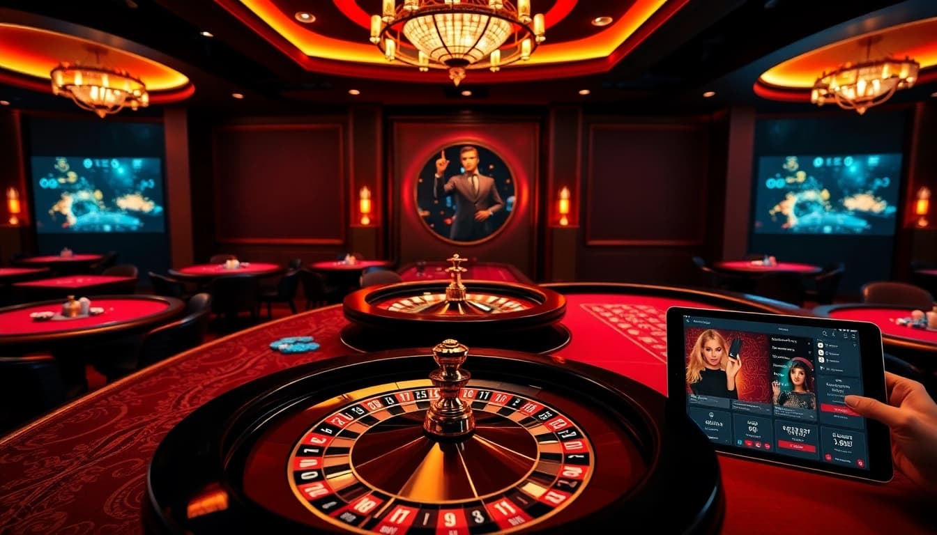 Experience exciting gaming action at I9 BET casino with chips, cards, and roulette.